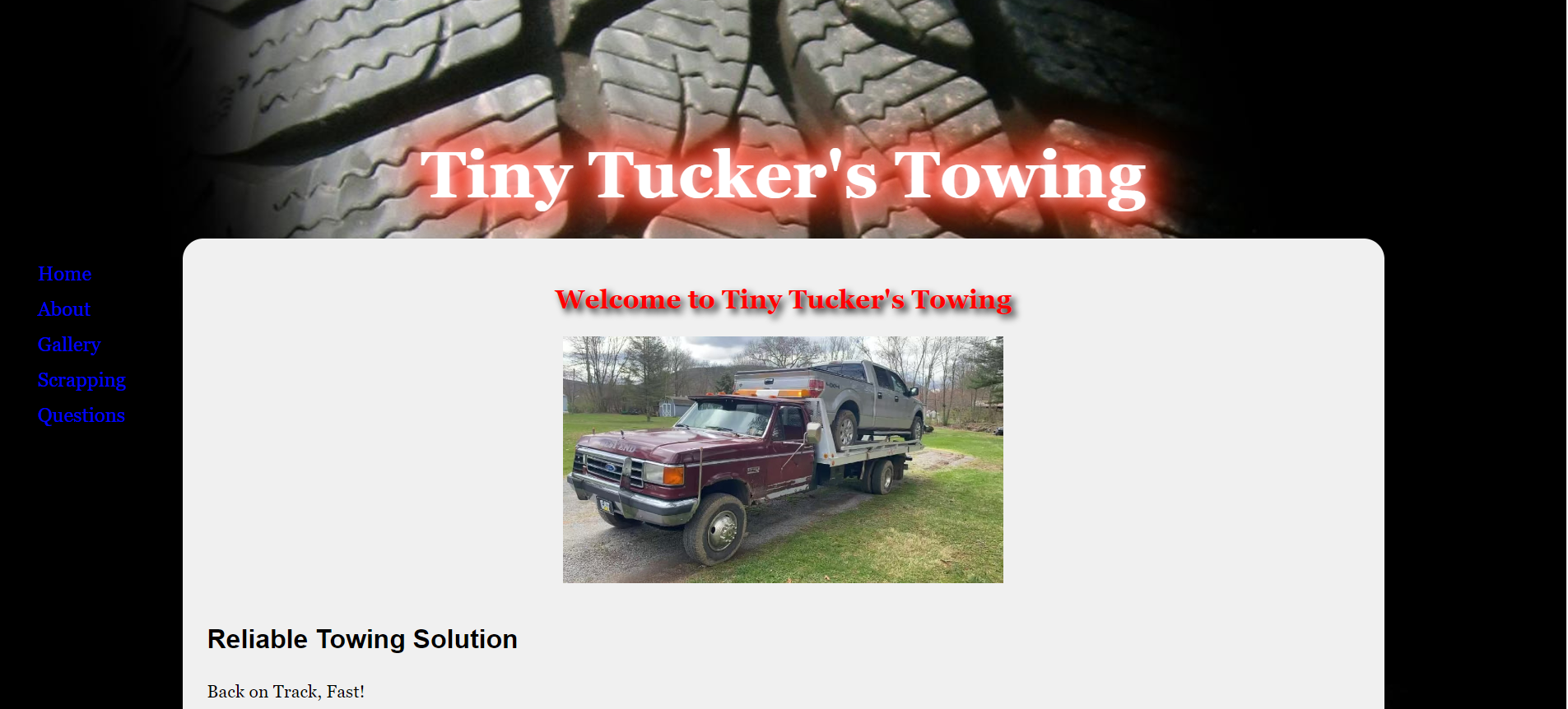 Tiny Tucker's Towing website